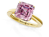 Yellow gold Fancy Pink Asscher  Solitaire Diamond Ring with Split Shank and Four-Prong Setting_13