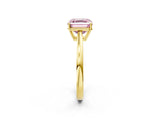 Yellow gold Fancy Pink Asscher  Solitaire Diamond Ring with Split Shank and Four-Prong Setting_14