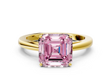 Yellow gold Fancy Pink Asscher  Solitaire Diamond Ring with Split Shank and Four-Prong Setting_37