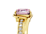Yellow gold Fancy Pink Asscher  Solitaire Diamond Ring with Split Shank and Prong Setting_5