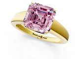 Yellow gold Fancy Pink Asscher  Solitaire Diamond Ring with Tapered Band and Four-Prong Setting_67