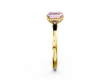 Yellow gold Fancy Pink Asscher  Solitaire Diamond Ring with Thin Band and Four-Prong Setting_22