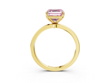Yellow gold Fancy Pink Asscher  Solitaire Diamond Ring with Thin Band and Four-Prong Setting_23