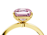 Yellow gold Fancy Pink Asscher  Solitaire Diamond Ring with Thin Band and Four-Prong Setting_24
