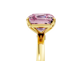 Yellow gold Fancy Pink Asscher  Solitaire Diamond Ring with Thin Band and Four-Prong Setting_25