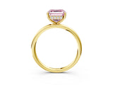 Yellow gold Fancy Pink Asscher  Solitaire Diamond Ring with a Classic Band and Four-Prong Setting 3
