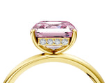 Yellow gold Fancy Pink Asscher  Solitaire Diamond Ring with a Classic Band and Four-Prong Setting 4