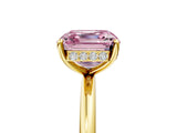 Yellow gold Fancy Pink Asscher  Solitaire Diamond Ring with a Classic Band and Four-Prong Setting 5