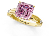 Yellow gold Fancy Pink Asscher  Solitaire Diamond Twisted Band with Four-Prong Setting_1