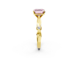 Yellow gold Fancy Pink Asscher  Solitaire Diamond Twisted Band with Four-Prong Setting_2