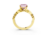 Yellow gold Fancy Pink Asscher  Solitaire Diamond Twisted Band with Four-Prong Setting_3
