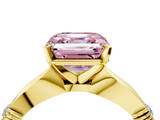 Yellow gold Fancy Pink Asscher  Solitaire Diamond Twisted Band with Four-Prong Setting_4