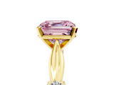 Yellow gold Fancy Pink Asscher  Solitaire Diamond Twisted Band with Four-Prong Setting_5