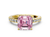 Yellow gold Fancy Pink Asscher  Solitaire Diamond with Pavé Band and Four-Prong Setting_18