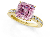 Yellow gold Fancy Pink Asscher  Solitaire Diamond with Pavé Band and Four-Prong Setting_19