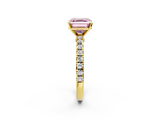 Yellow gold Fancy Pink Asscher  Solitaire Diamond with Pavé Band and Four-Prong Setting_20