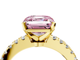 Yellow gold Fancy Pink Asscher  Solitaire Diamond with Pavé Band and Four-Prong Setting_22
