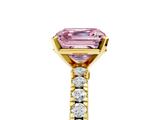 Yellow gold Fancy Pink Asscher  Solitaire Diamond with Pavé Band and Four-Prong Setting_23