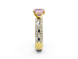 Yellow gold Fancy Pink Asscher  Solitaire Diamond with Pave and Channel Set Band_14