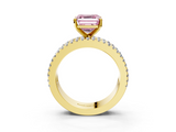 Yellow gold Fancy Pink Asscher  Solitaire Diamond with Pave and Channel Set Band_15