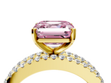 Yellow gold Fancy Pink Asscher  Solitaire Diamond with Pave and Channel Set Band_16
