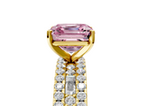 Yellow gold Fancy Pink Asscher  Solitaire Diamond with Pave and Channel Set Band_17