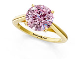 Yellow gold Fancy Pink Asscher  Solitaire Engagement Ring with Four-Prong Setting and Classic Band 1