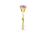 Yellow gold Fancy Pink Asscher  Solitaire Engagement Ring with Four-Prong Setting and Classic Band 2