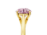 Yellow gold Fancy Pink Asscher  Solitaire Engagement Ring with Four-Prong Setting and Classic Band 5