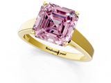 Yellow gold Fancy Pink Asscher  Solitaire Engagement Ring with Four-Prong Setting and Tapered Band_22