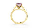Yellow gold Fancy Pink Asscher  Solitaire Engagement Ring with Four-Prong Setting and Tapered Band_24
