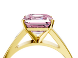 Yellow gold Fancy Pink Asscher  Solitaire Engagement Ring with Four-Prong Setting and Tapered Band_25