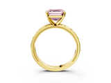 Yellow gold Fancy Pink Asscher  Solitaire Engagement Ring with Scrollwork Band and Four-Prong Setting_26