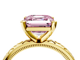 Yellow gold Fancy Pink Asscher  Solitaire Engagement Ring with Scrollwork Band and Four-Prong Setting_27