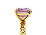 Yellow gold Fancy Pink Asscher  Solitaire Engagement Ring with Scrollwork Band and Four-Prong Setting_28