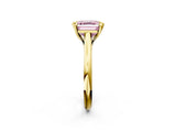 Yellow gold Fancy Pink Asscher  Solitaire Engagement Ring with Six-Prong Setting and Classic Band 2