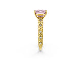 Yellow gold Fancy Pink Asscher  Solitaire Floral Milgrain Engagement Ring_34