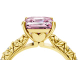 Yellow gold Fancy Pink Asscher  Solitaire Floral Milgrain Engagement Ring_36