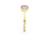 Yellow gold Fancy Pink Asscher  Solitaire Heart Prong Engagement Ring with Tapered Band_91