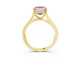 Yellow gold Fancy Pink Asscher  Solitaire Heart Prong Engagement Ring with Tapered Band_92