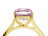 Yellow gold Fancy Pink Asscher  Solitaire Heart Prong Engagement Ring with Tapered Band_93