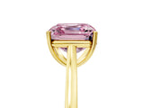 Yellow gold Fancy Pink Asscher  Solitaire Heart Prong Engagement Ring with Tapered Band_94