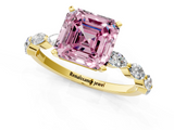 Yellow gold Fancy Pink Asscher  Solitaire Marquise Side Stone Prong Setting Ring_19