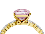 Yellow gold Fancy Pink Asscher  Solitaire Marquise Side Stone Prong Setting Ring_22