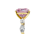 Yellow gold Fancy Pink Asscher  Solitaire Marquise Side Stone Prong Setting Ring_23