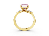 Yellow gold Fancy Pink Asscher  Solitaire Marquise Twist Band with Six-Prong Setting_3