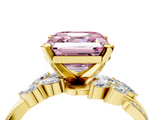 Yellow gold Fancy Pink Asscher  Solitaire Marquise Twist Band with Six-Prong Setting_4