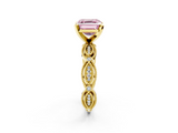 Yellow gold Fancy Pink Asscher  Solitaire Milgrain Diamond Engagement Ring with Bezel and Marquise Band_2