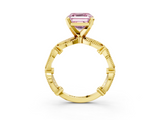 Yellow gold Fancy Pink Asscher  Solitaire Milgrain Diamond Engagement Ring with Bezel and Marquise Band_3