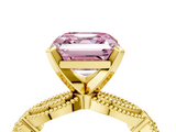 Yellow gold Fancy Pink Asscher  Solitaire Milgrain Diamond Engagement Ring with Bezel and Marquise Band_4